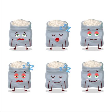 Uykulu suratlı beyaz fasulye çizgi film karakteri. Vektör illüstrasyonu