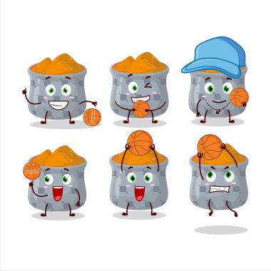 Basketbol atleti olarak yetenekli bir zerdeçal çizgi film karakteri. Vektör illüstrasyonu