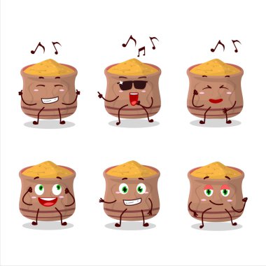 Curcuma dansçısının müzikten hoşlanan çizgi film karakteri. Vektör illüstrasyonu