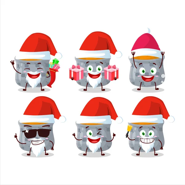 Santa Claus Emoticons Чашкою Куркумистого Мультяшного Характеру Приклад Вектора — стоковий вектор