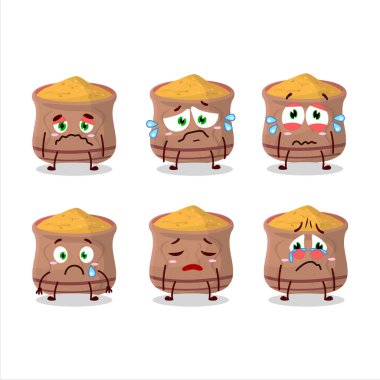 Üzgün ifadeli Curcuma çizgi filmi. Vektör illüstrasyonu