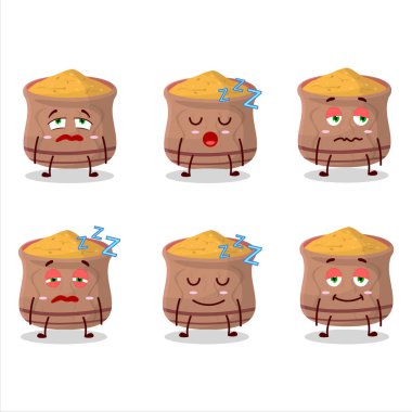 Uykulu yüzüyle çizgi film karakteri. Vektör illüstrasyonu