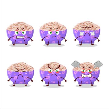 Rose Matta Rice çizgi film karakteri ve değişik kızgın ifadeleri var. Vektör illüstrasyonu