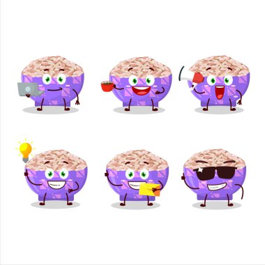 Rose Matta Rice çizgi film karakteri ve çeşitli iş simgeleri. Vektör illüstrasyonu