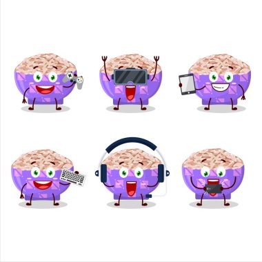 Rose Matta Rice çizgi film karakteri çeşitli şirin ifadelerle oyunlar oynuyor. Vektör illüstrasyonu