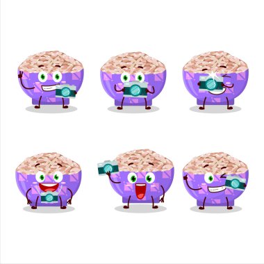 Rose Matta Rice çizgi film karakteri ile fotoğrafçılık mesleği simgesi. Vektör illüstrasyonu