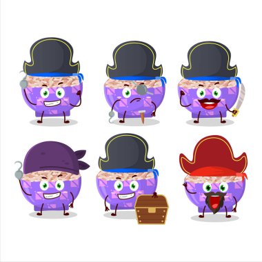 Çeşitli korsan ifadeli Rose Matta Rice çizgi film karakteri. Vektör illüstrasyonu