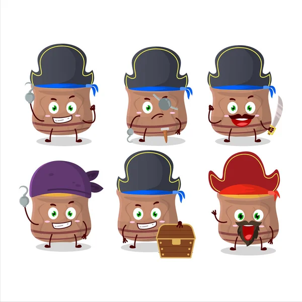 Personaje Dibujos Animados Curcuma Con Varios Emoticonos Piratas Ilustración Vectorial — Vector de stock