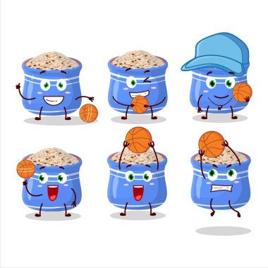 Basketbol atleti olarak yetenekli susam tohumları çizgi film karakteri. Vektör illüstrasyonu