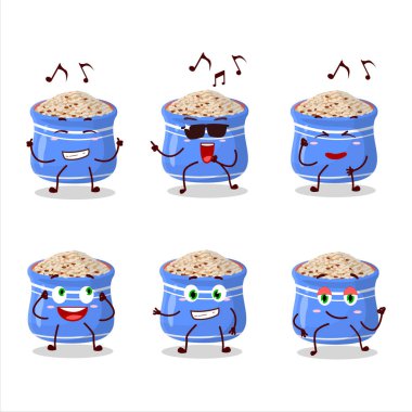 Susam tohumlu dansçı çizgi film karakteri müziği seviyor. Vektör illüstrasyonu