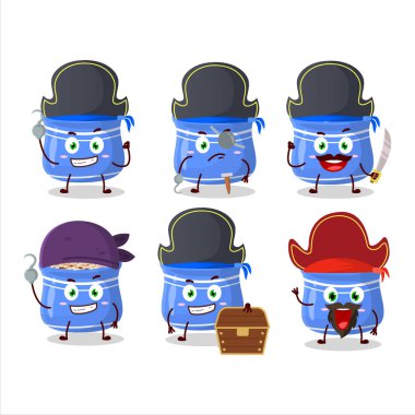 Çeşitli korsan simgeleriyle susam tohumlarının çizgi film karakteri. Vektör illüstrasyonu