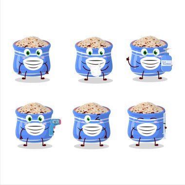 Susam tohumlarının bir resmi karikatür tasarım tarzı salgın sırasında sağlıklı kalmaya devam ediyor. Vektör illüstrasyonu