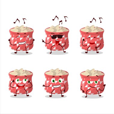 Kurutulmuş zencefilli dansçı çizgi film karakteri müziği seviyor. Vektör illüstrasyonu