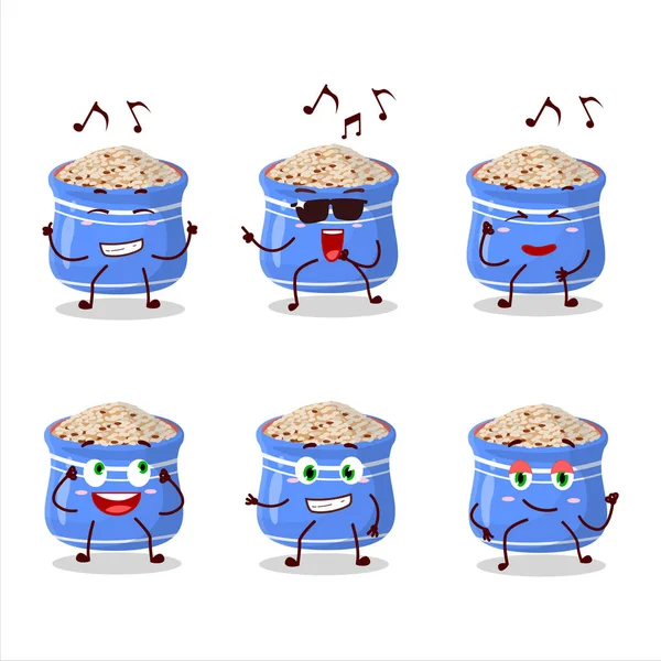 Susam tohumlu dansçı çizgi film karakteri müziği seviyor. Vektör illüstrasyonu