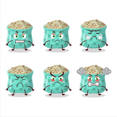 Çeşitli kızgın ifadeleri olan kurumuş biberiye çizgi film karakteri. Vektör illüstrasyonu