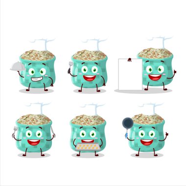 Çeşitli şef ifadeleri olan kurutulmuş biberiyenin çizgi film karakteri. Vektör illüstrasyonu