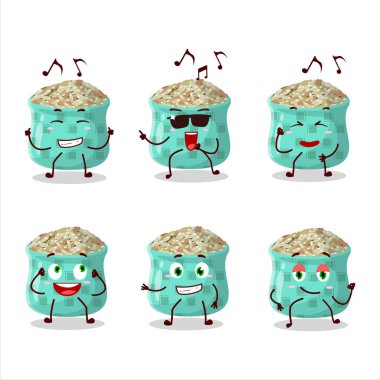 Kurutulmuş biberiye dansçısının müzikten hoşlanan çizgi film karakteri. Vektör illüstrasyonu