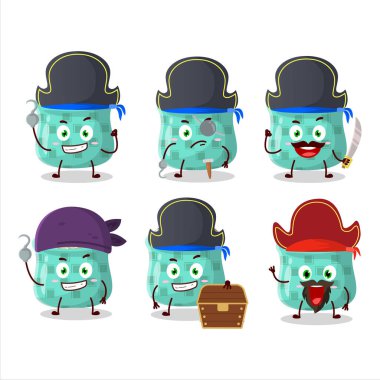 Çeşitli korsan ifadeleri olan kurutulmuş biberiyenin çizgi film karakteri. Vektör illüstrasyonu