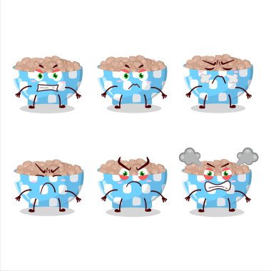 Çeşitli kızgın ifadeleri olan Pinto fasulyesi çizgi film karakteri. Vektör illüstrasyonu