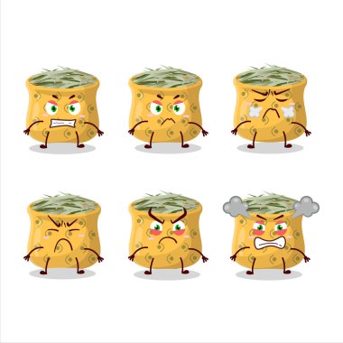 Çeşitli kızgın ifadeleri olan Rosemary çizgi film karakteri. Vektör illüstrasyonu