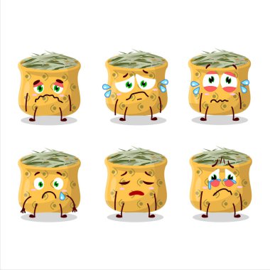 Hüzünlü bir ifadeyle karakterli biberiye karikatürü. Vektör illüstrasyonu