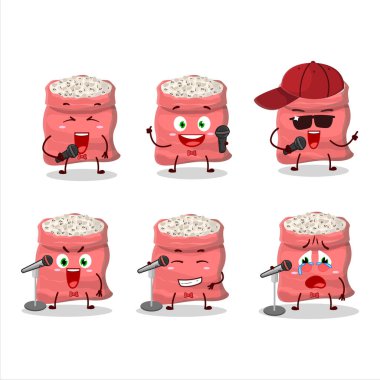 Sevimli bir çizgi film dizaynı olan siyah bezelye ünlü bir şarkı söylüyor. Vektör illüstrasyonu