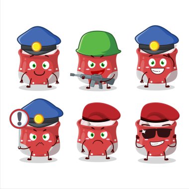 Bay leaf maskotu tasarım tarzında kendini işine adamış bir polis memuru. Vektör illüstrasyonu