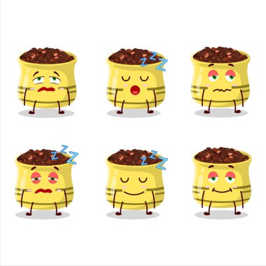 Uykulu ifadeli kurutulmuş domates çizgi filmi karakteri. Vektör illüstrasyonu