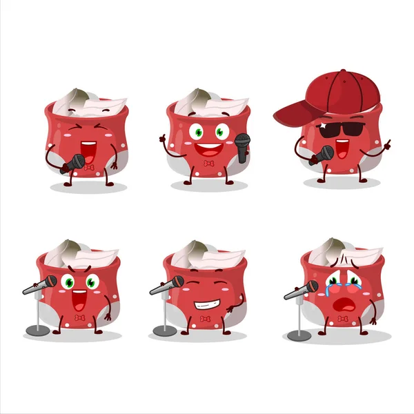 Şirin bir çizgi film tasarım konsepti olan defne yaprağı ünlü bir şarkı söylüyor. Vektör illüstrasyonu