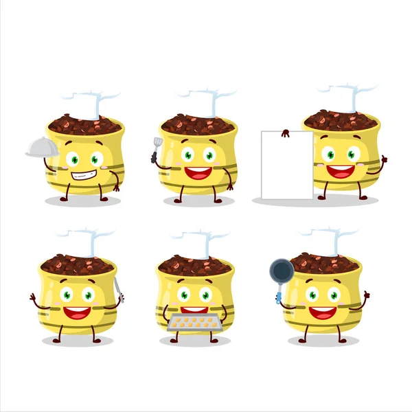 Çeşitli şef ifadeleri olan kurutulmuş domates çizgi filmi karakteri. Vektör illüstrasyonu