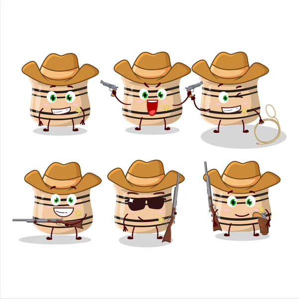 Cool Vaquero Cardamomo Verde Personaje Dibujos Animados Con Lindo Sombrero — Vector de stock