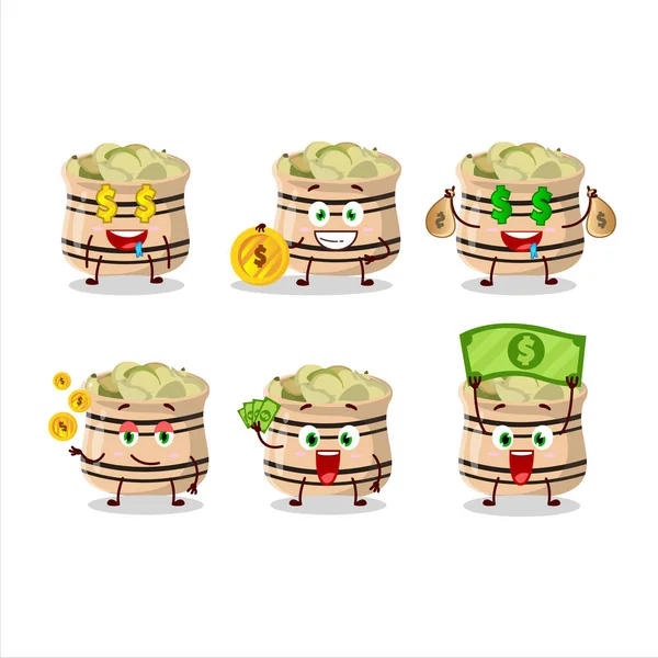 Cardamon Verde Personagem Desenho Animado Com Emoticon Bonito Trazer Dinheiro — Vetor de Stock