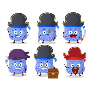 Çeşitli korsan ifadeleri olan bir çizgi film karakteri. Vektör illüstrasyonu