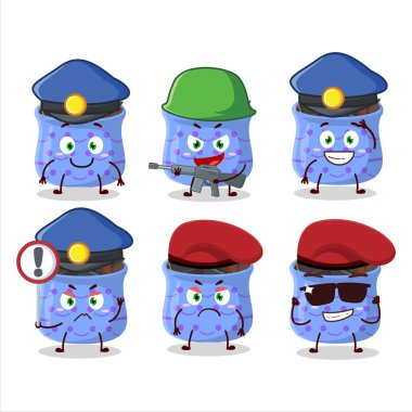 Kendini Anasonlu maskot tasarımına adamış bir polis memuru. Vektör illüstrasyonu