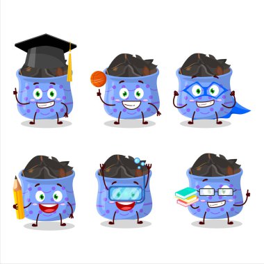 Değişik ifadeleri olan anason çizgi film karakteri öğrencisi. Vektör illüstrasyonu