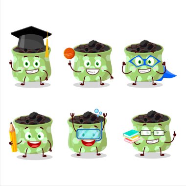 Böğürtlen çizgi film karakteri öğrencisi ve çeşitli ifadeler. Vektör illüstrasyonu