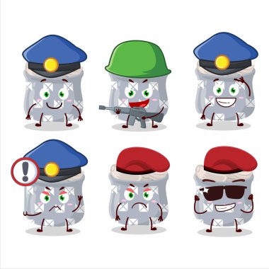 Sarımsak maskotu tasarım tarzında kendini işine adamış bir polis memuru. Vektör illüstrasyonu