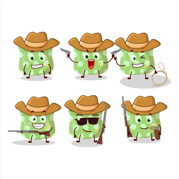 Cool Cowboy Barberry Cartoon Character Cute Hat Vector Illustration — Stock Vector