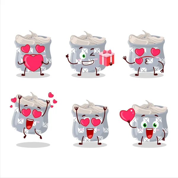 Ketel Van Knoflook Cartoon Karakter Met Liefde Schattige Emoticon Vectorillustratie — Stockvector