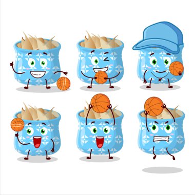 Basketbol atleti olarak yetenekli sarımsaklı çizgi film karakteri. Vektör illüstrasyonu