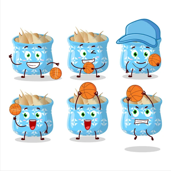 Basketbol atleti olarak yetenekli sarımsaklı çizgi film karakteri. Vektör illüstrasyonu