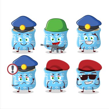 Kurutulmuş sarımsak maskotu tasarımı yapan kendini işine adamış bir polis memuru. Vektör illüstrasyonu