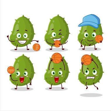 Basketbol atleti olarak yetenekli virüs hastalığı çizgi film karakteri. Vektör illüstrasyonu