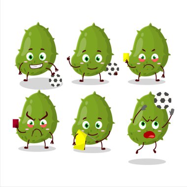 Virüs, futbol hakemi olarak çalışan çizgi film karakteri. Vektör illüstrasyonu