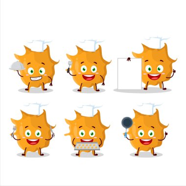 Değişik şef ifadeleri olan virüs virüsünün çizgi film karakteri. Vektör illüstrasyonu