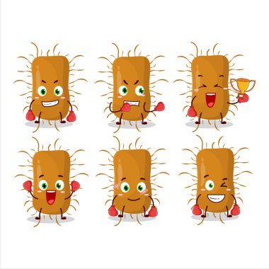 Sportif bir nidovirale boks sporu çizgi film maskotu tasarımı. Vektör illüstrasyonu