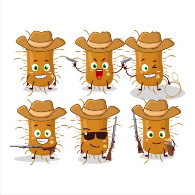 Şirin şapkalı havalı kovboy Nidovirales çizgi film karakteri. Vektör illüstrasyonu