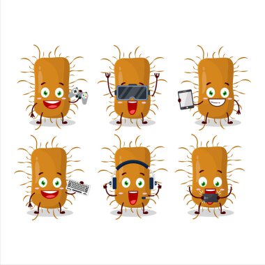 Nidovirales çizgi film karakteri çeşitli şirin ifadelerle oyunlar oynuyor. Vektör illüstrasyonu