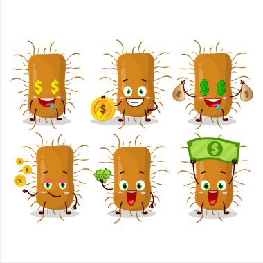 Şirin ifadeli Nidovirale çizgi film karakteri para getiriyor. Vektör illüstrasyonu