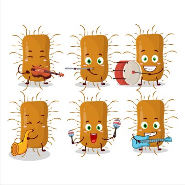 Bazı müzik enstrümanları çalan Nidovirallerin çizgi film karakteri. Vektör illüstrasyonu